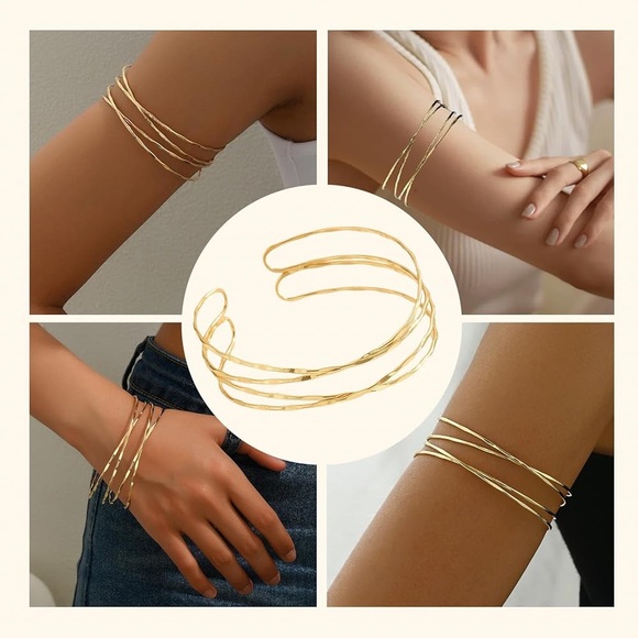 Women’s Silver Adjustable Upper Arm Cuff or Wrist Bracelet Double Twisted - Picture 2 of 6